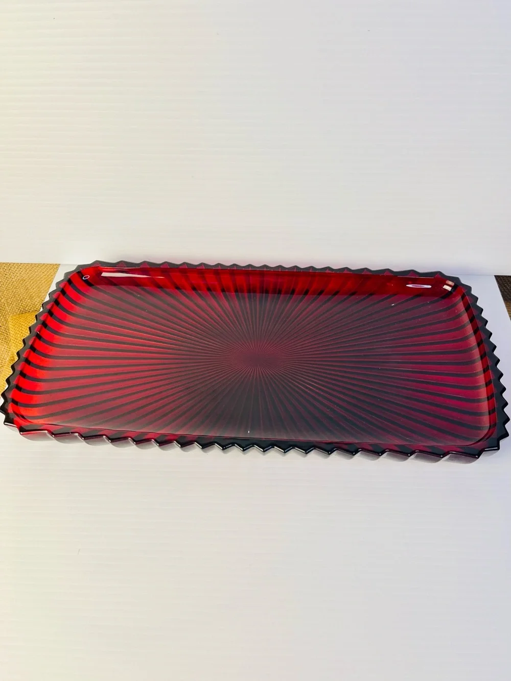 CELEBRATIONS BY MIKASA~ Rectangle Cranberry Holiday Flare Collection Platter